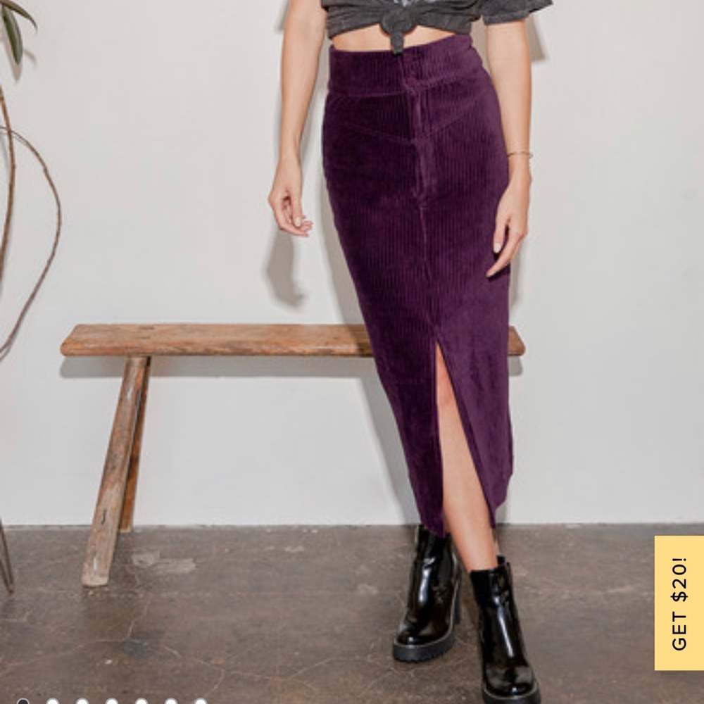 Brand new! sold out! Free People Roxy Purple Ribbed Pencil Midi Skirt